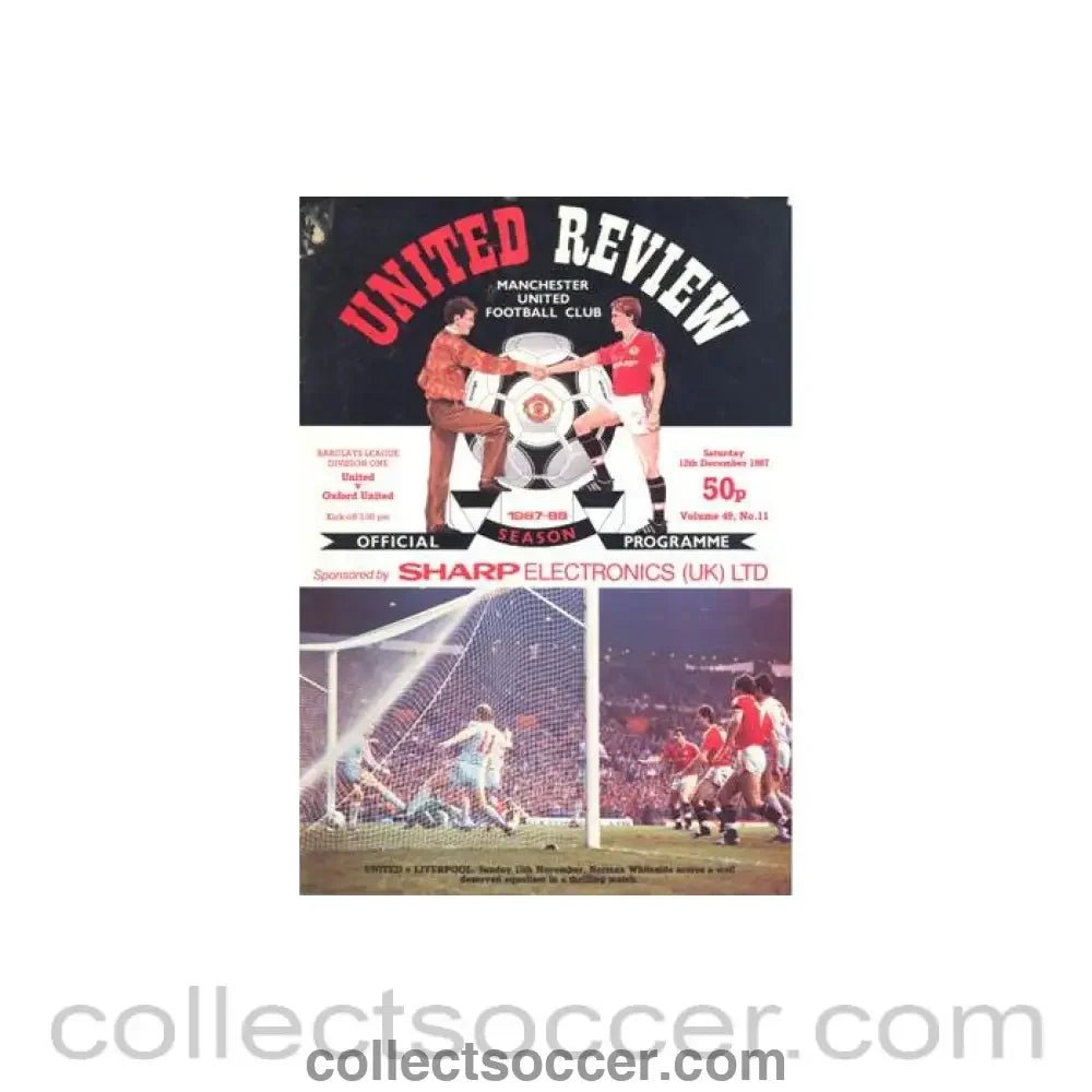 1987 - Manchester United v Oxford United official programme 12/12/1987 Football League - Collect Soccer