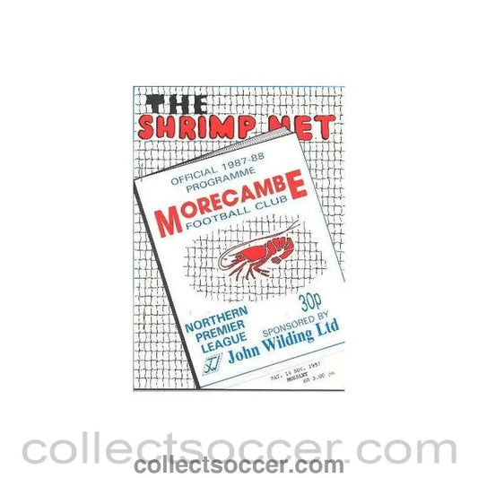 1987 - Morecambe v Mossley official programme 14/11/1987 Northern Premier League - Collect Soccer