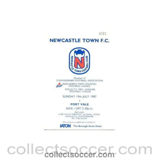 1987 - Newcastle Town v Port Vale official programme 19/07/1987 League - Collect Soccer