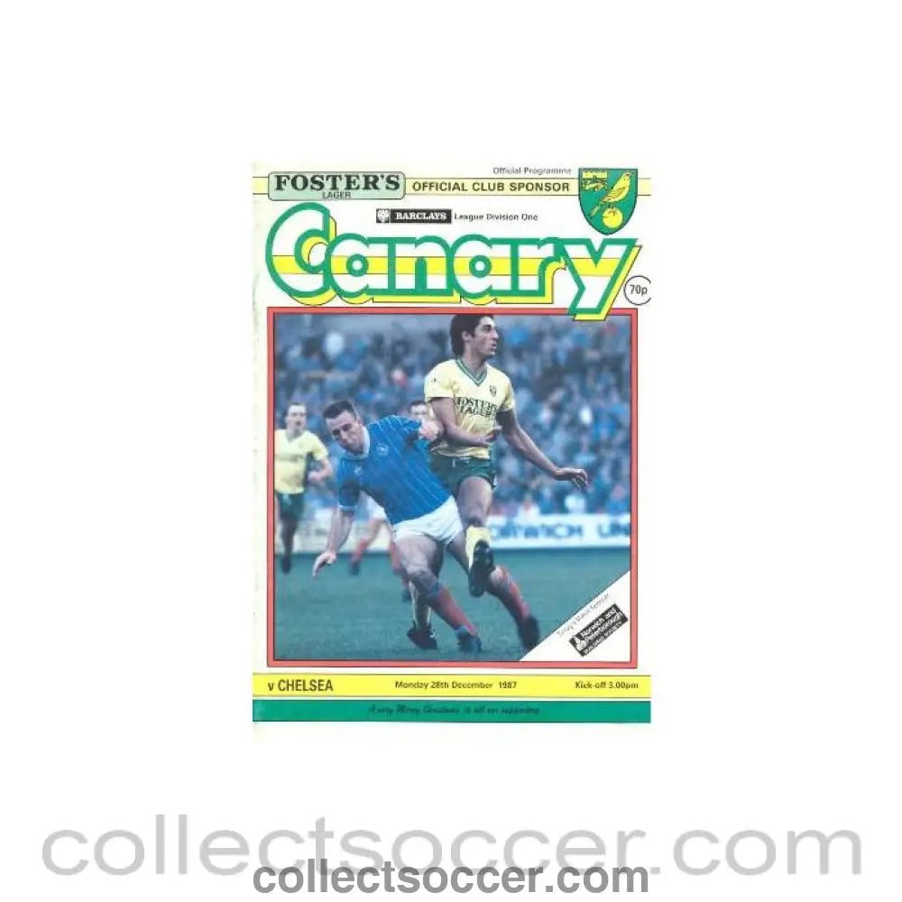1987 - Norwich City vChelsea official programme 28/12/1987 - Collect Soccer