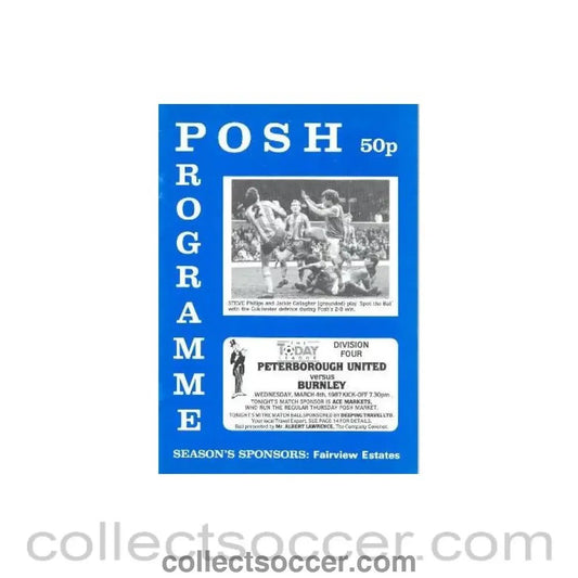 1987 - Peterborough United v Burnley official programme 04/03/1987 - Collect Soccer