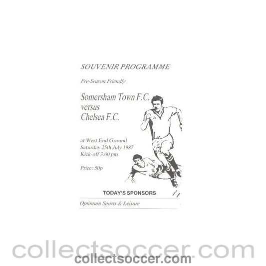 1987 - Somersham Town vChelsea official programme 25/07/1987