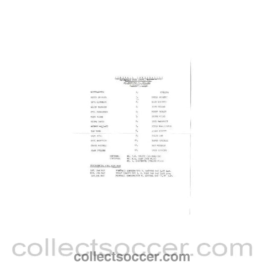 1987 - Southampton v Chelsea official teamsheet 29/04/1987 Reserves