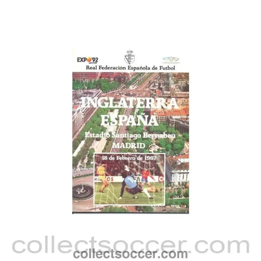 1987 Spain v England official programme played in Spain on 18/02/1987 - Collect Soccer