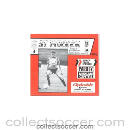 1987 - St. Mirren v Mechelen European Cup Winners Cup Second Round Second Leg official programme 04/11/1987 - Collect Soccer