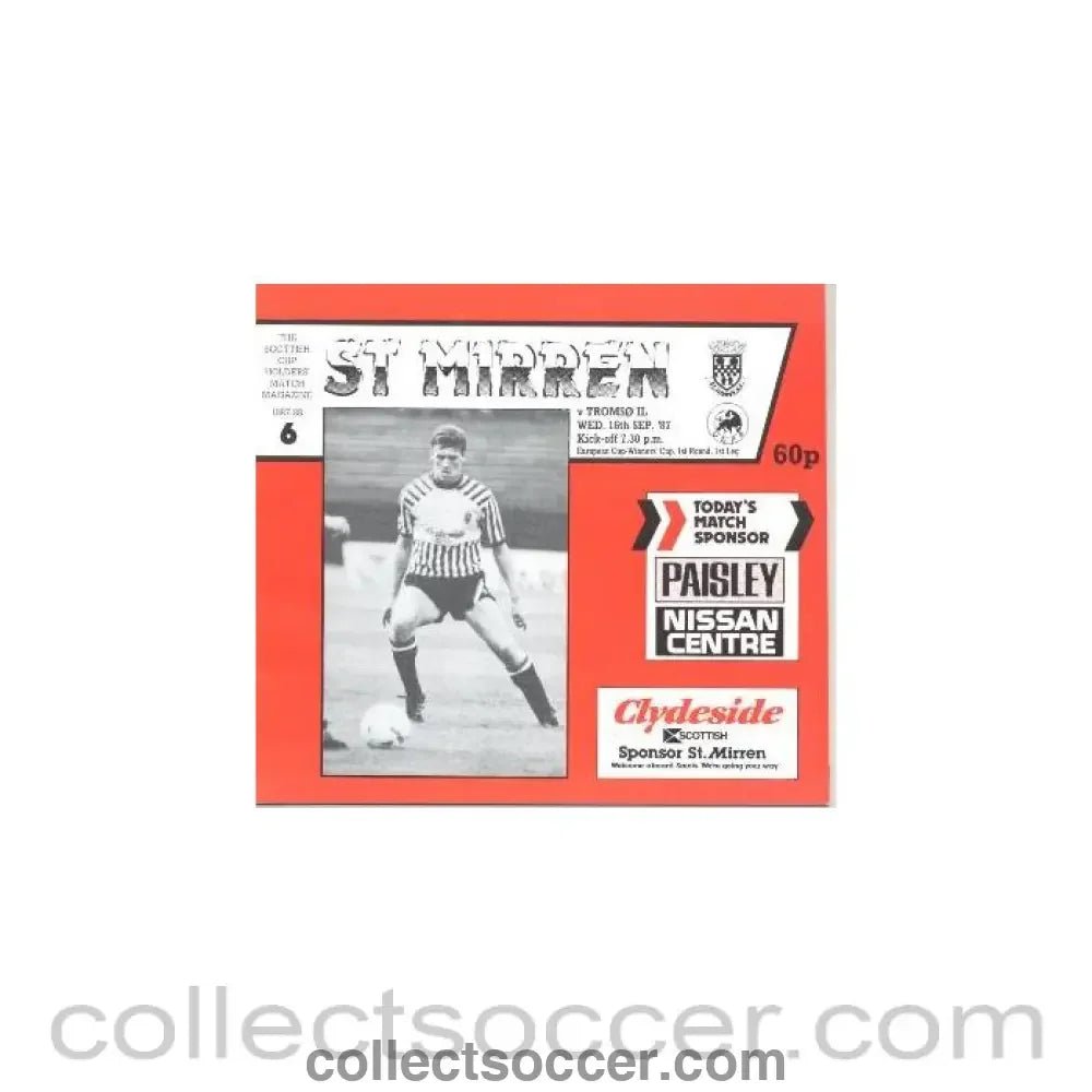 1987 - St. Mirren v Mechelen European Cup Winners Cup Second Round Second Leg official programme 04/11/1987 - Collect Soccer