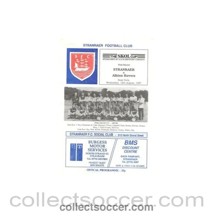 1987 - Stranraer v Albion Rovers official programme 12/08/1987 - Collect Soccer