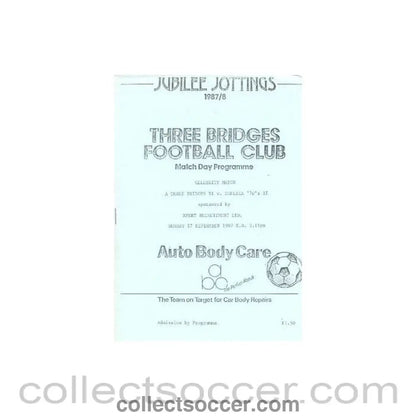 1987 - Three Bridges XI vChelsea 70's XI official programme 27/09/1987 - Collect Soccer