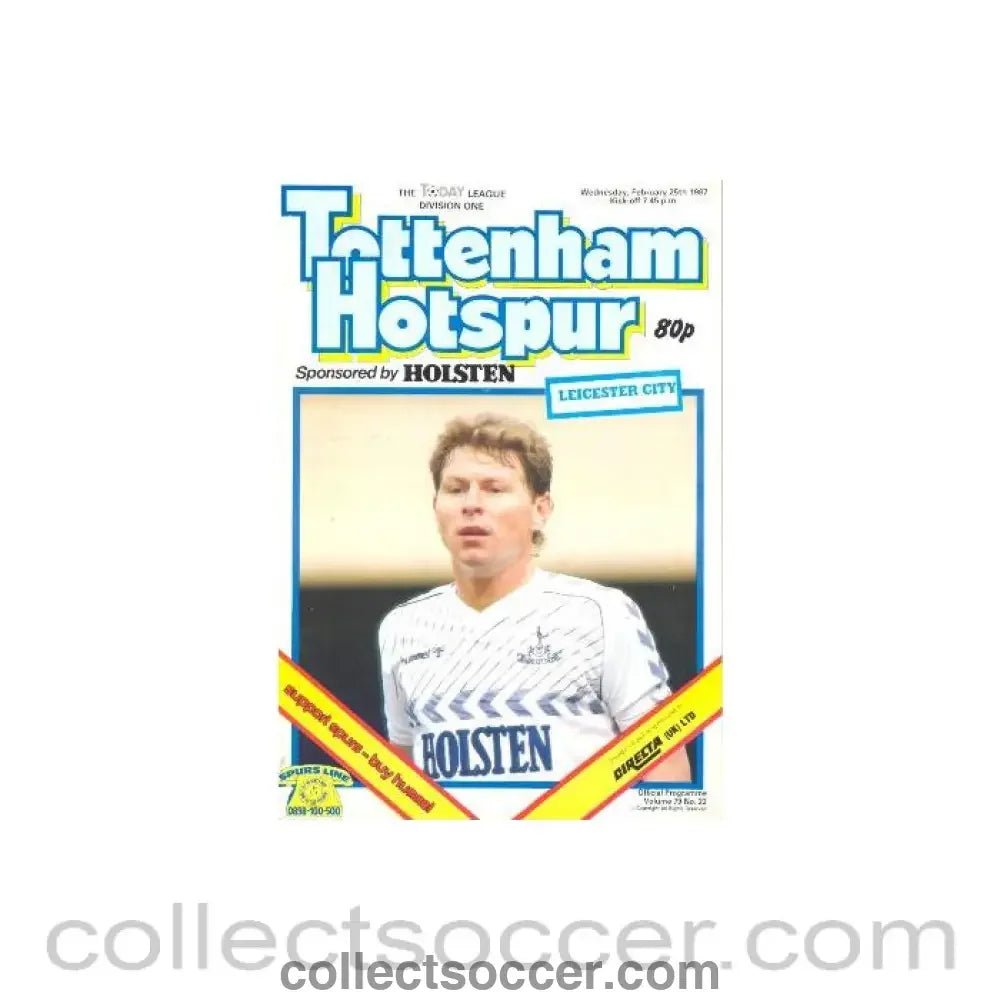1987 - Tottenham Hotspur v Leicester City official programme 25/02/1987 Football League - Collect Soccer