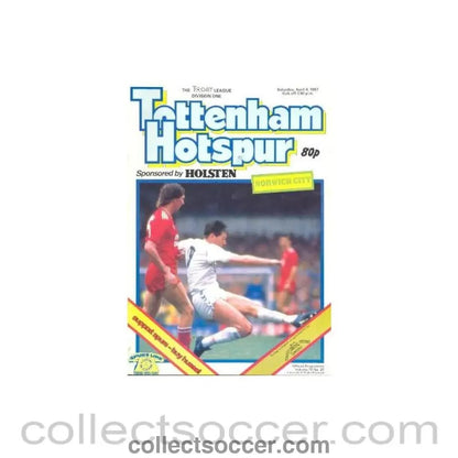 1987 - Tottenham Hotspur v Norwich City official programme 04/04/1987 Football League - Collect Soccer
