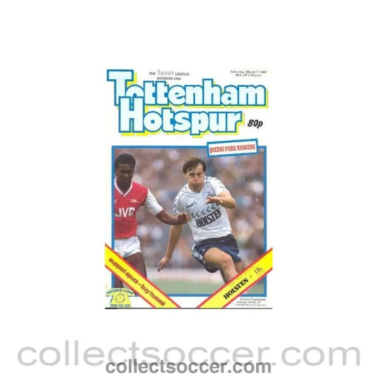 1987 - Tottenham Hotspur v Queen's Park Rangers official programme 07/03/1987 Football League - Collect Soccer
