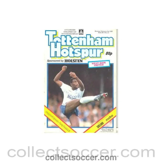 1987 - Tottenham Hotspur v West Ham United official programme 02/02/1987 Littlewoods Cup 5th Round Replay - Collect Soccer