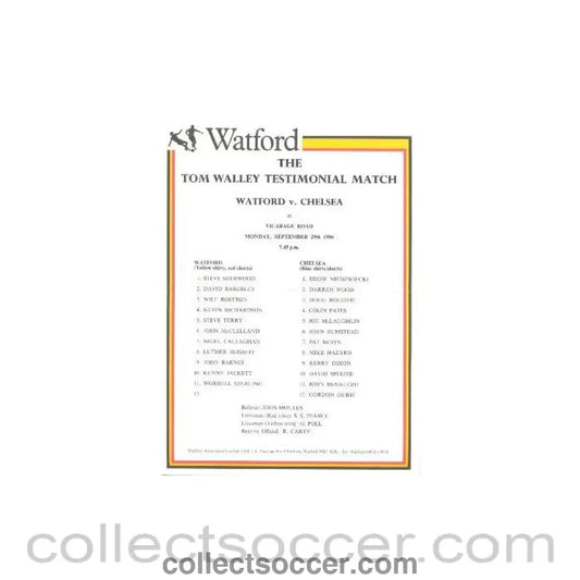 1987 - Watford v Chelsea official colour printed teamsheet 29/04/1987