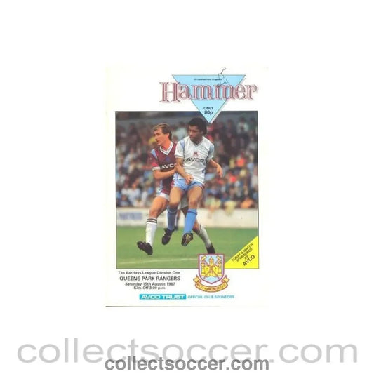 1987 - West Ham United v Queen's Park Rangers official programme 15/08/1987 signed - Collect Soccer