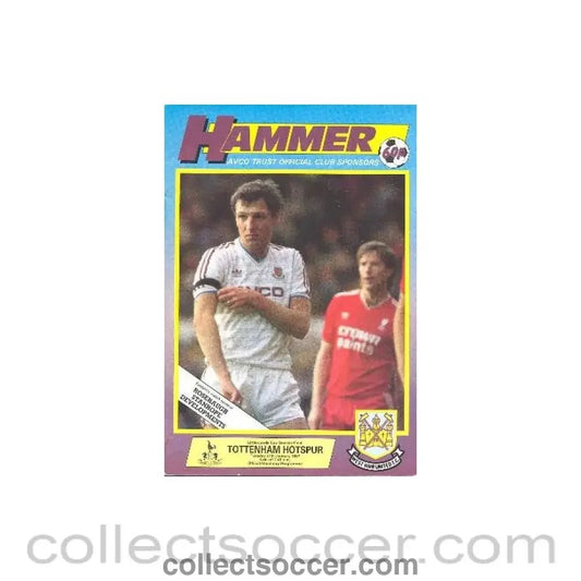 1987 - West Ham United v Tottenham Hotspur official programme 27/01/1987 Littlewoods Cup Quarter - Final - Collect Soccer