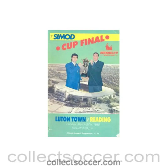 1988 - 1998 Simod Cup Final Luton Town v Reading official programme 27/03/1988