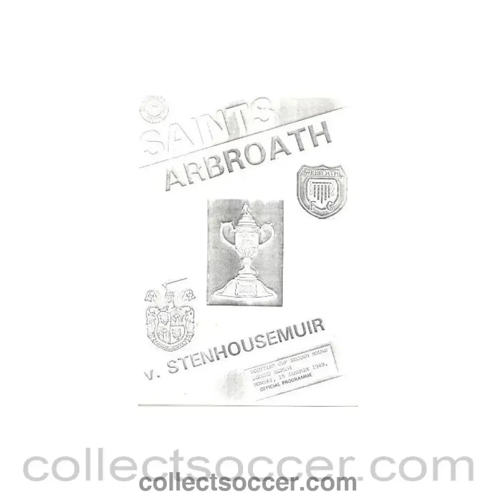 1988 - Arbroath v Stenhousemuir official programme 18/01/1988 Scottish Cup 2nd Round Replay - Collect Soccer