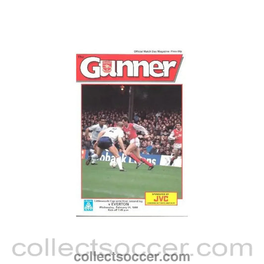 1988 - Arsenal v Everton official programme 24/02/1988 Littlewoods Cup Semi-Final