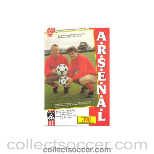 1988 - Arsenal v Hull City official programme 12/10/1988 Littlewoods Challenge Cup