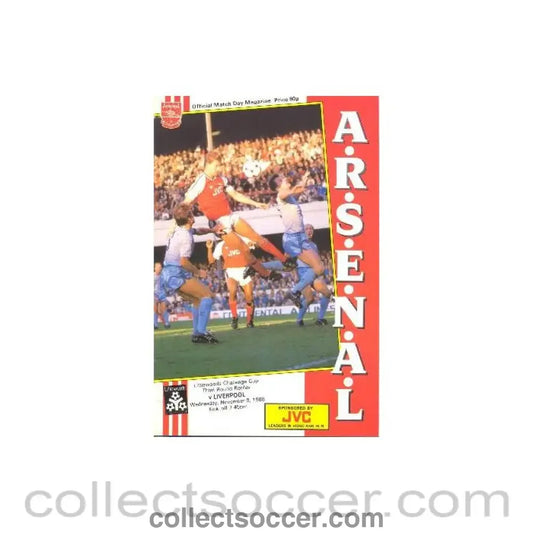 1988 - Arsenal v Liverpool official programme 09/11/1988 Littlewoods Challenge Cup
