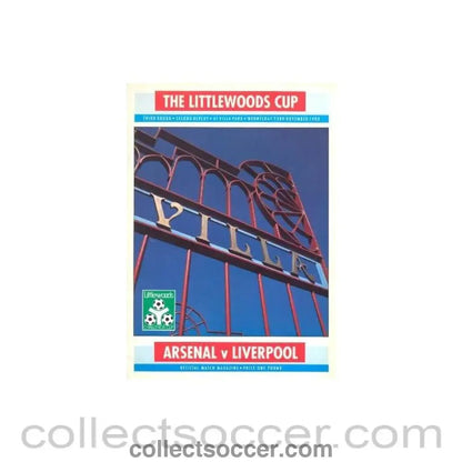 1988 - Arsenal v Liverpool official programme 23/11/1988 Littlewoods Cup - Collect Soccer