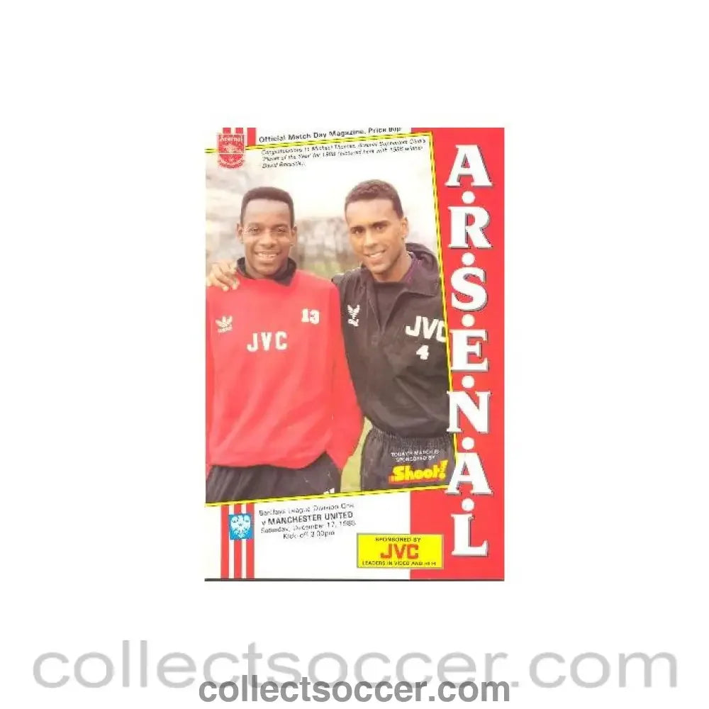 1988 - Arsenal v Manchester United official programme 17/12/1988 League Cup