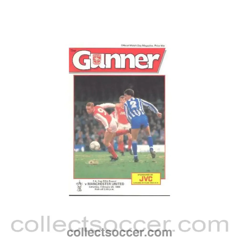 1988 - Arsenal v Manchester United official programme 20/02/1988 F.A. Cup