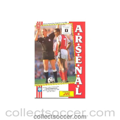 1988 - Arsenal v Middlesbrough official programme 19/11/1988 League Cup