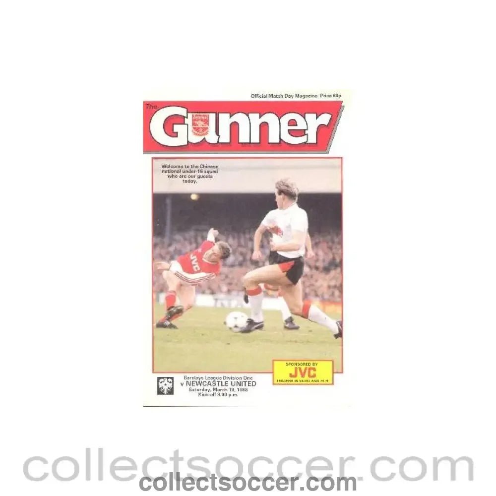 1988 - Arsenal v Newcastle United official programme 19/03/1988 Football League - Collect Soccer