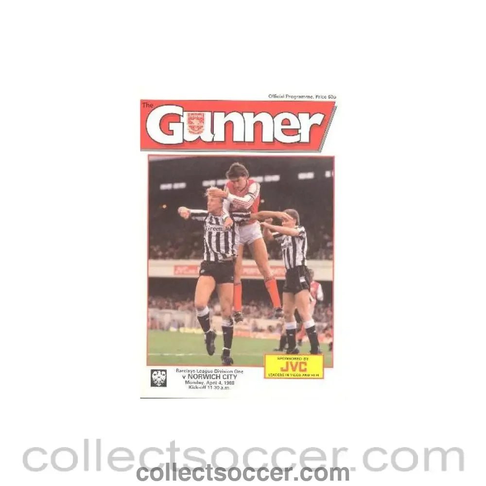1988 - Arsenal v Norwich City official programme 04/04/1988 League Cup - Collect Soccer