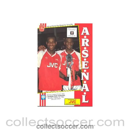 1988 - Arsenal v Queen’s Park Rangers official programme 22/10/1988 League Cup