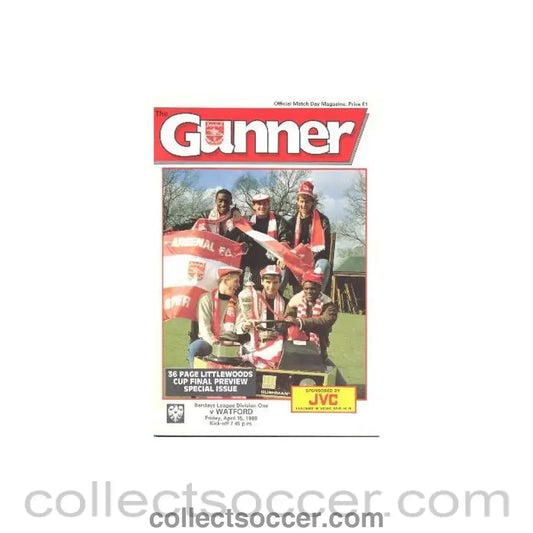 1988 - Arsenal v Watford official programme 15/04/1988 League Cup