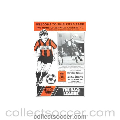 1988 - Berwick Rangers v Alloa Athletic official programme 03/12/1988 Scottish F.A. Cup - Collect Soccer