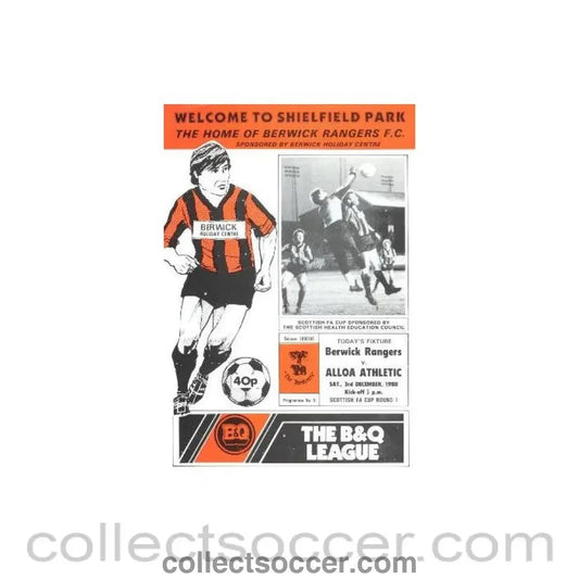 1988 - Berwick Rangers v Alloa Athletic official programme 03/12/1988 Scottish F.A. Cup - Collect Soccer