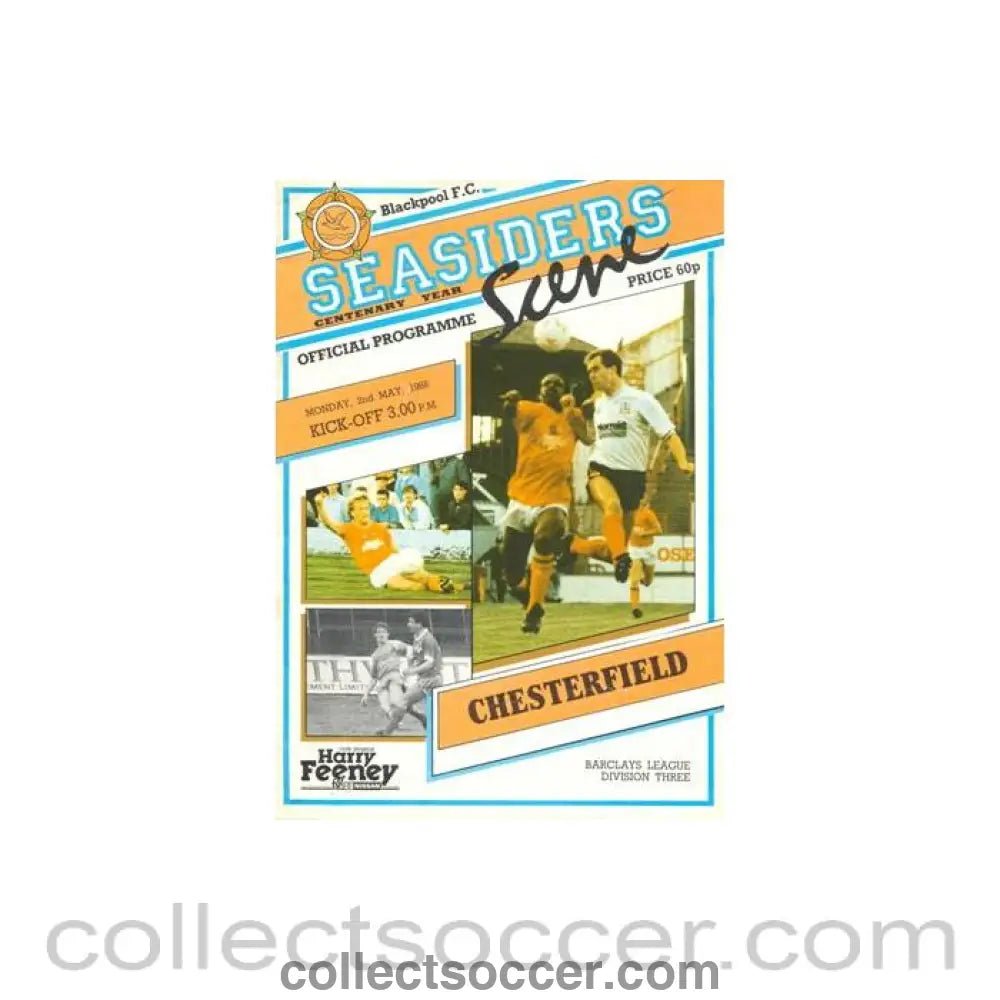 1988 - Blackpool v Chesterfield official programme 02/05/1988 Football League - Collect Soccer