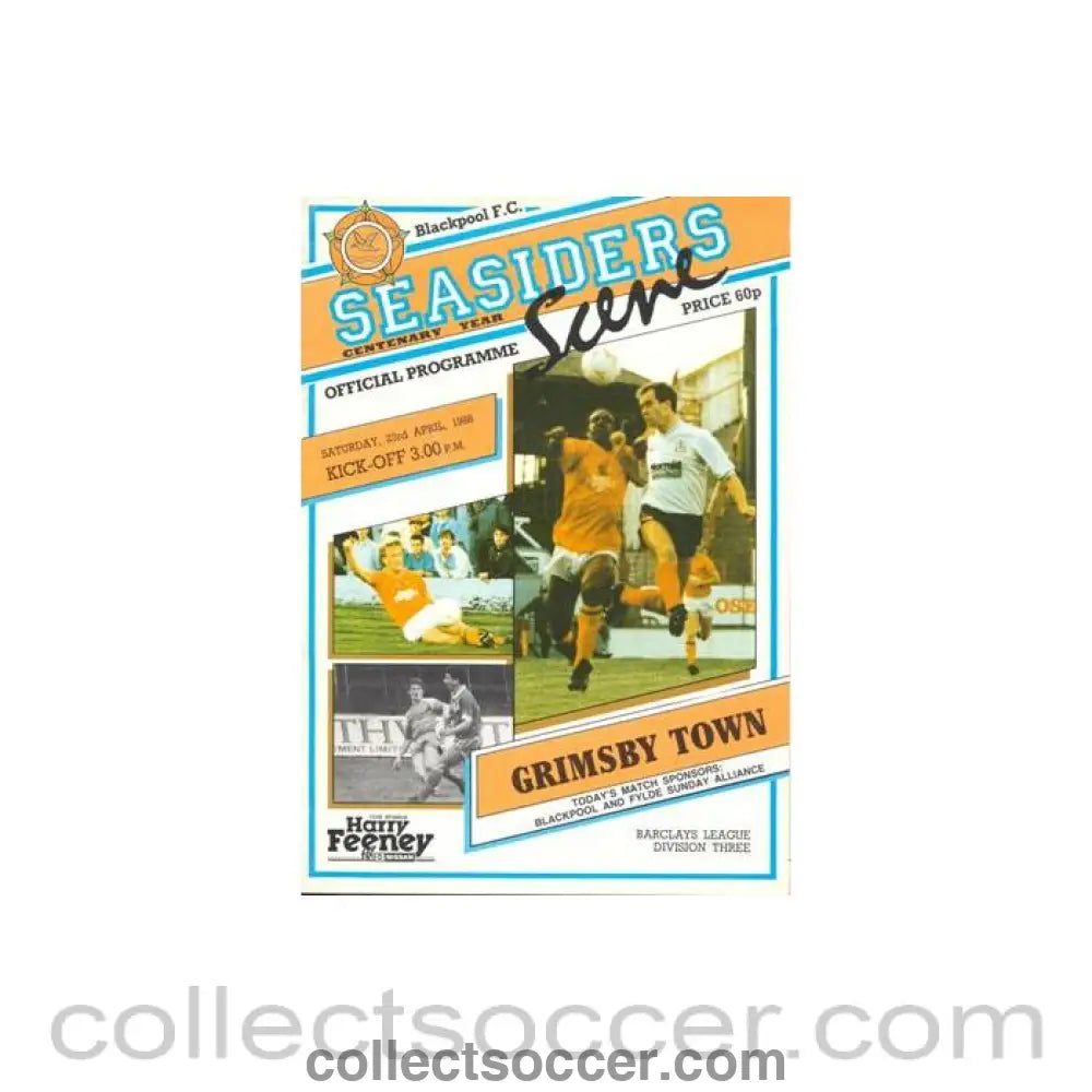 1988 - Blackpool v Grimsby Town official programme 23/04/1988 Football League