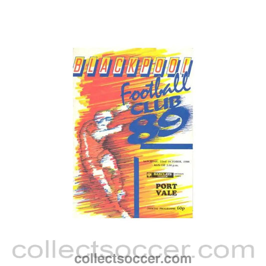 1988 - Blackpool v Port Vale official programme 22/10/1988 Football League