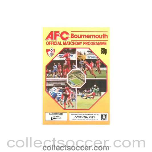 1988 - Bournemouth v Coventry City official programme 27/09/1988 Littlewoods Cup