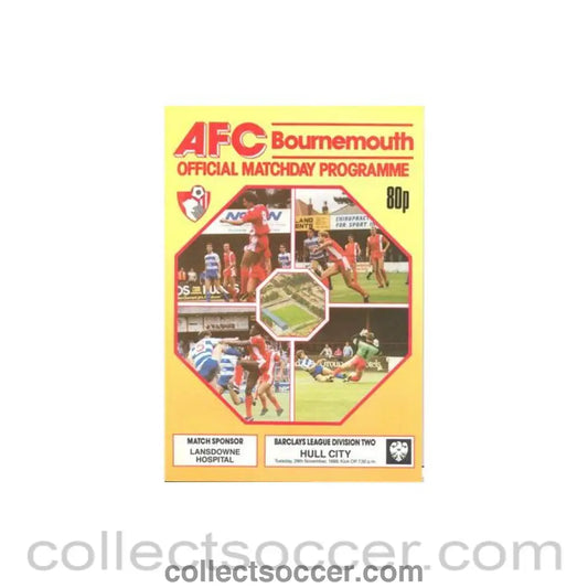 1988 - Bournemouth v Hull City official programme 29/11/1988 Football League Cup