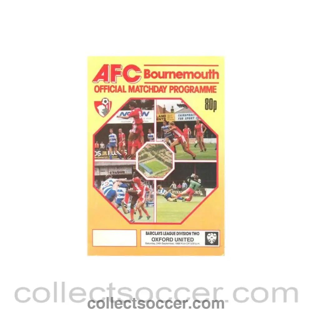 1988 - Bournemouth v Oxford United official programme 24/09/1988 Football League - Collect Soccer