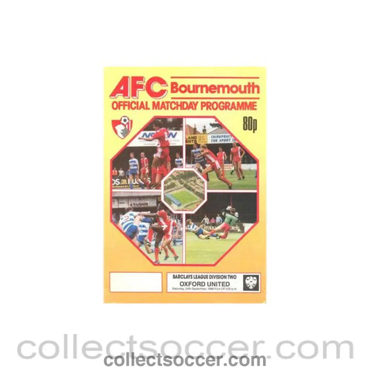 1988 - Bournemouth v Oxford United official programme 24/09/1988 Football League