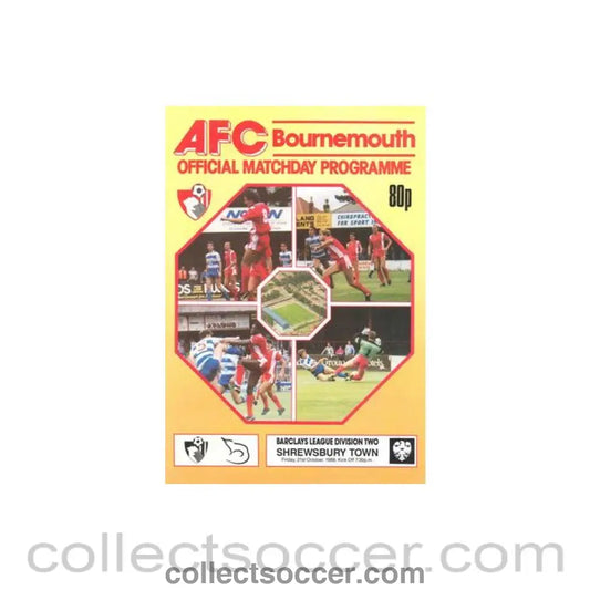 1988 - Bournemouth v Shrewsbury Town official programme 21/10/1988 Football League