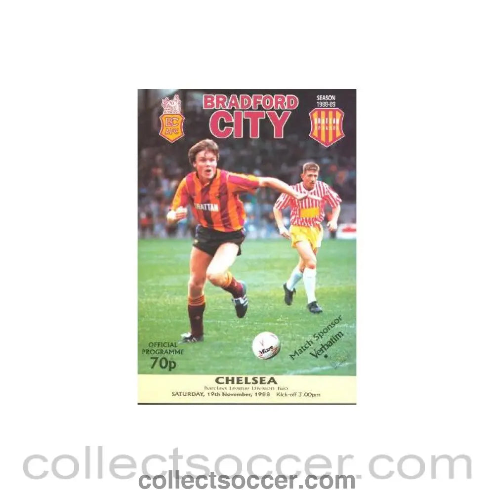 1988 - Bradford City vChelsea official programme 19/11/1988