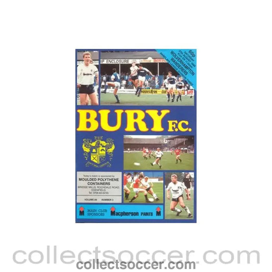 1988 - Bury v Wolverhampton Wanderers official programme 27/08/1988 Football League
