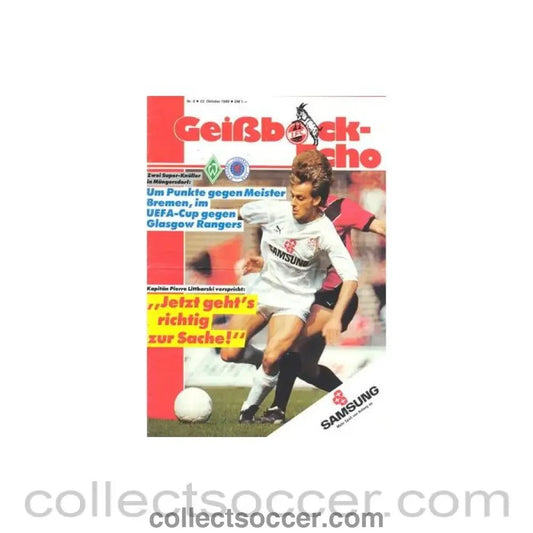 1988 Cologne v Werder Bremen official programme 22/10/1988 - Collect Soccer