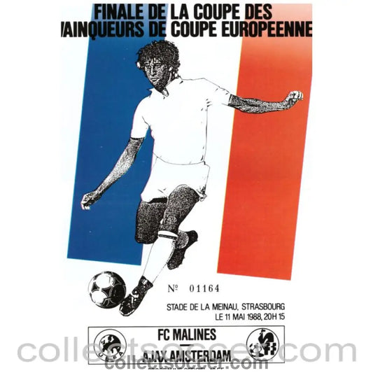1988 Cup Winners Cup Final Official Programme Malines v Ajax - Collect Soccer