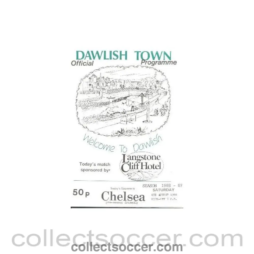 1988 - Dawlish Town vChelsea friendly match official programme 06/08/1988 - Collect Soccer