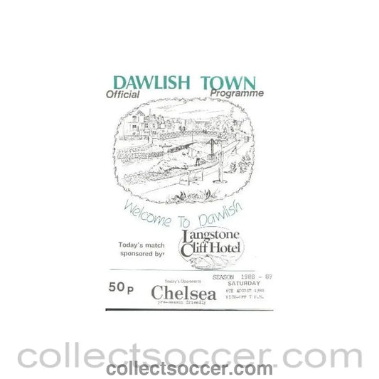 1988 - Dawlish Town vChelsea friendly match official programme 06/08/1988
