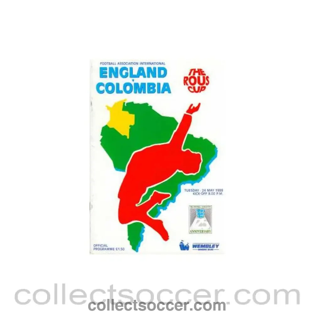 1988 England V Colombia Programme 24/05/1988
