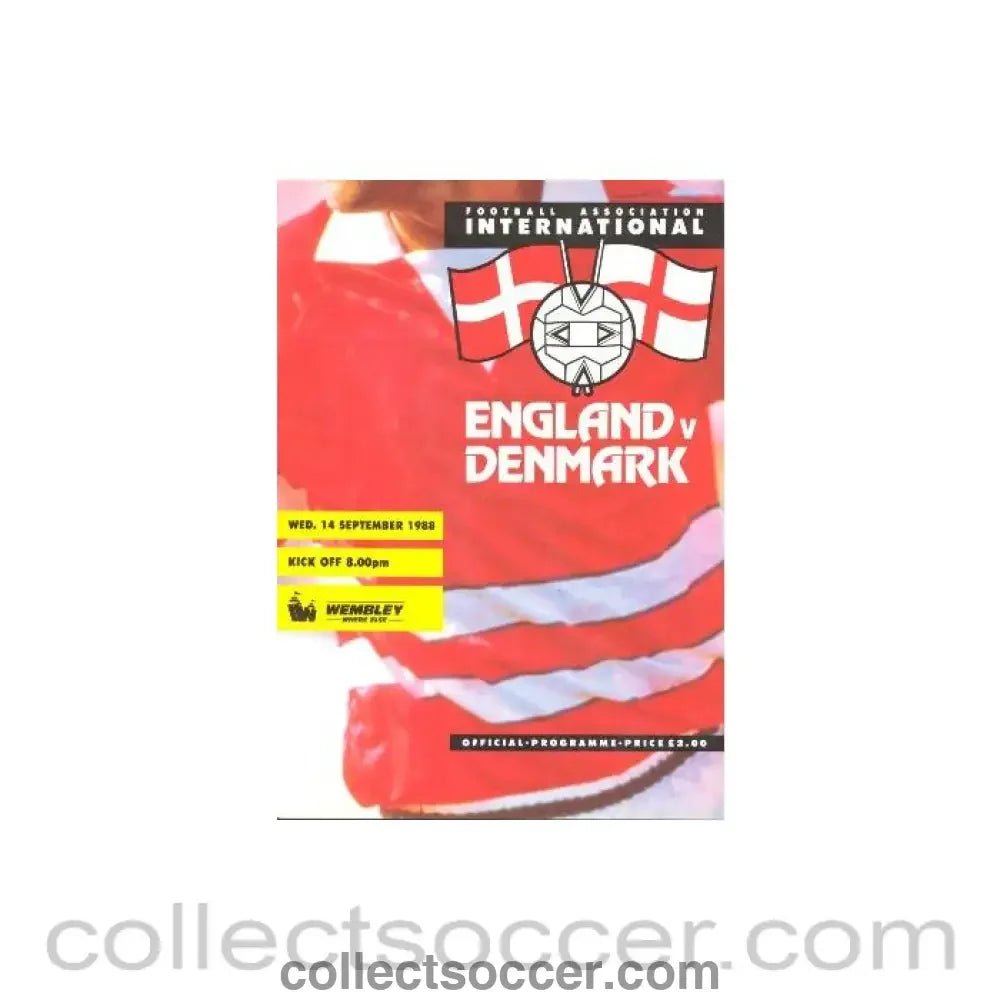 1988 England v Denmark official programme 14/09/1988 - Collect Soccer